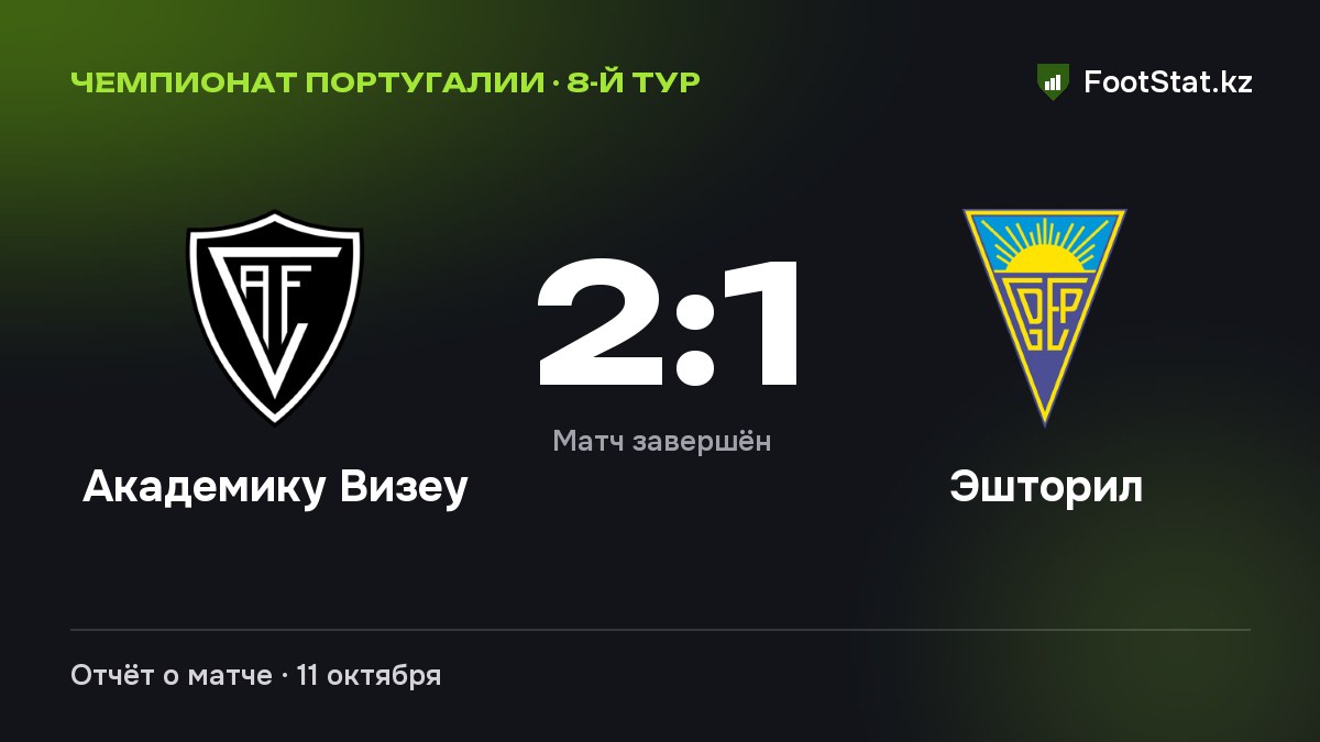 Чемпионат Португалии, 8-й тур: «Академику Визеу» — «Эшторил» — 2:1